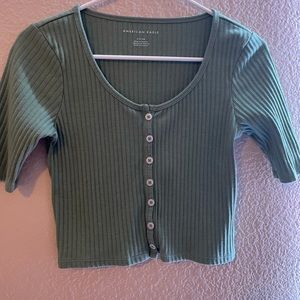 American eagle cropped button down shirt